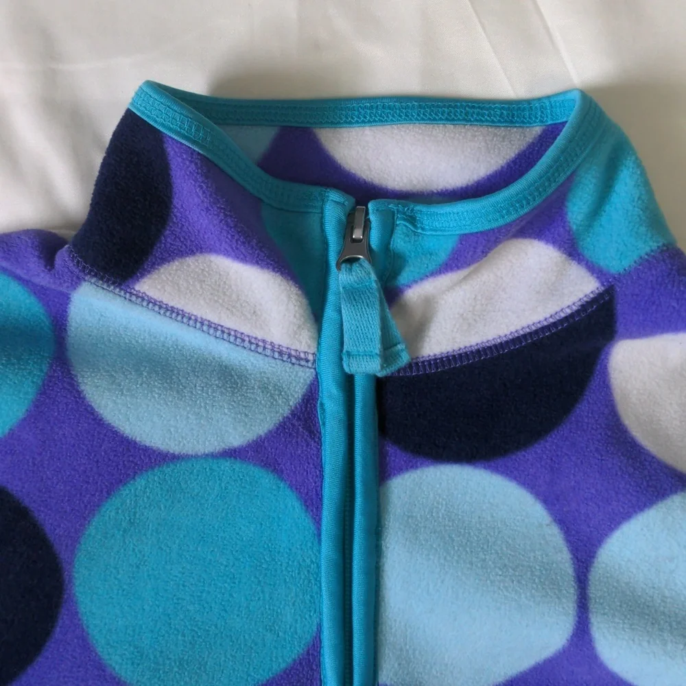 Old Navy Girls Purple Blue Teal Polka Dot Fleece Pullover